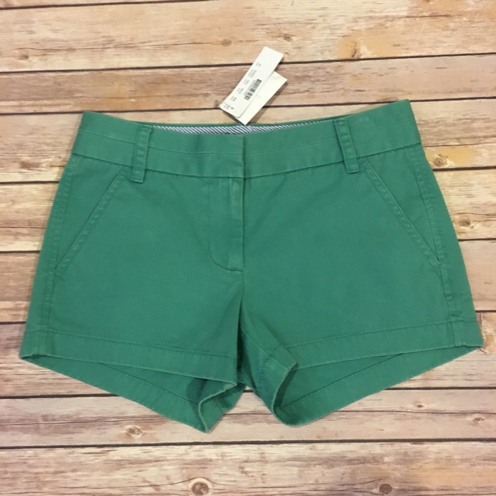 🎈J Crew Green Chino Shorts, Size 00 NWT